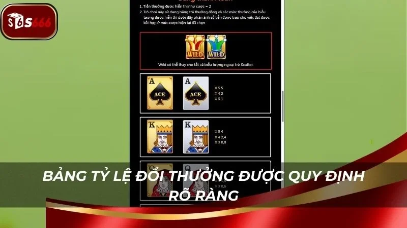 Bảng thanh toán khi nổ hũ thành công trong Super Ace