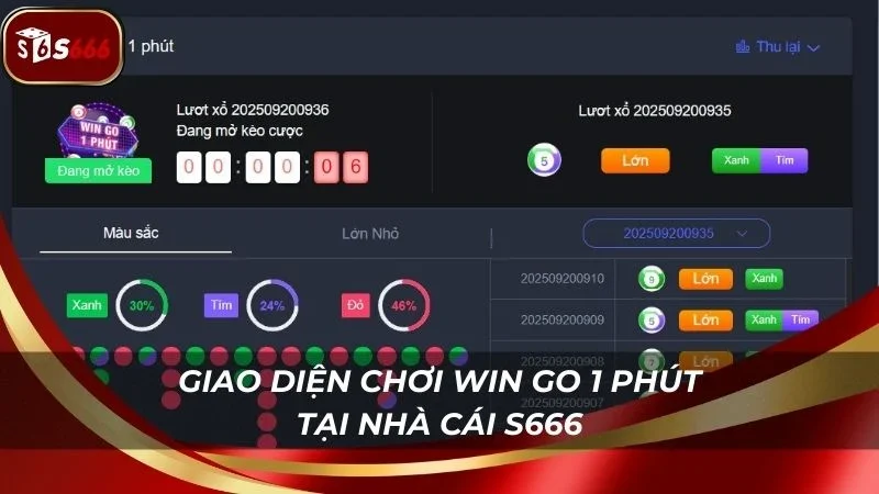 Giao diện ván chơi Wingo 1 phút trên màn hình trang chủ